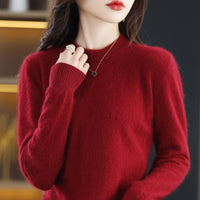 Round Neck Loose Solid Color Mink Sweater Pullover Base Woolen Sweater