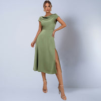 Women's Slim-fit Split Short-sleeve Dress