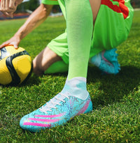 Fashion Personality New Men's High Top Soccer Football Shoes