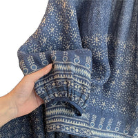 Round-neck Chinese-style Printed Loose-fitting Lightweight Linen Pullover Shirt