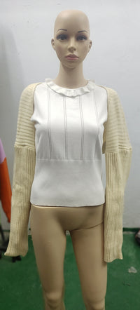 Wool Knitted Sexy Solid Color Ultra Short Long Sleeve