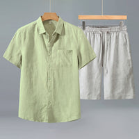 Linen Shirt Men's Short-sleeve Suit