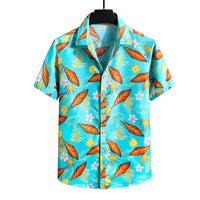 Summer New Men's Short-sleeved Shirt Plus Size Printed