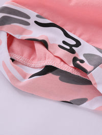 Girls Bow Camouflage Stitching Headwear Suit