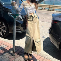 Womens Denim Skirt With Slit And Panel Design