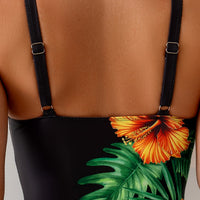 Womens Multi-color Floral-print Swimsuit