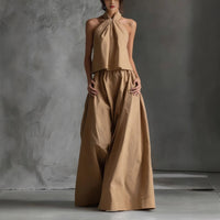 Loose-fitting Sleeveless Top And Wide-leg Pants Two-piece Set