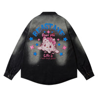 National Fashion High Street Niche Cartoon Printing Denim Shirt Jacket