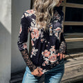Fashionable Womens Loose-fit Pullover With A Round Neck Long Sleeves And A Print