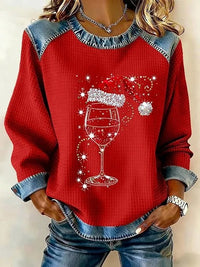 Retro Loose-fitting Pullover With A Printed Crew Neck
