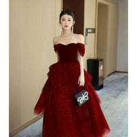 Black Evening Dress Light Luxury Minority French Style Pettiskirt