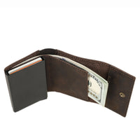 Black Angel Retro Crazy Horse Leather RFID Anti-theft Card Holder