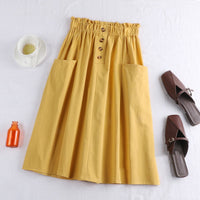 Women's Cotton-linen Utility Skirt With Pockets
