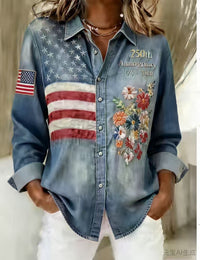 3D Digital Print Retro EuropeanAmerican Best-Selling Casual Long-Sleeve Shirt