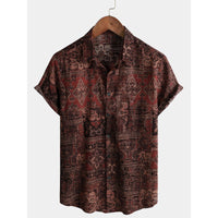 Printed Shirt Top Casual Loose Lapels Cardigan