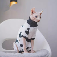 Hairless Cat Warmth-Enhancing Thickened Soft Pure Cotton Bottoming Shirt With Cuffs