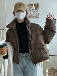 Womens Short Stand-collar Stylish American-style Down Jacket