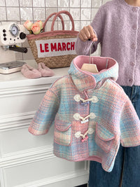 Girls' Fashion Casual Plaid Coat