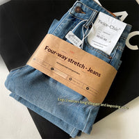 Washed Narrow-fit Straight-leg Floor-length Wide-leg Jeans