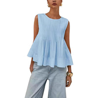 Pleated Slim-fit Loose Vest Shirt