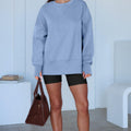 Loose Sweater Side Slit Patchwork Round Neck Bat Sleeve Velvet Hoodie