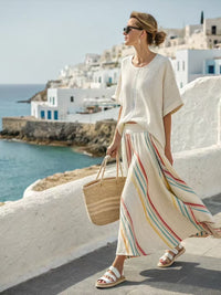 Loose Casual Womens Fashionable Beach Vacation Two-Piece Set