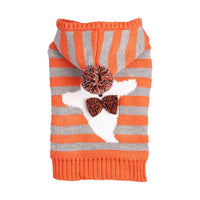 Halloween New Knitted Cold-proof Contrast Color Striped Hooded Fur Ball Pet Sweater