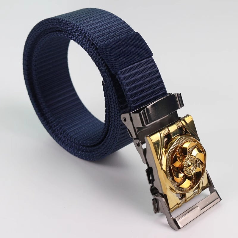 Men's Canvas Smooth Buckle Nylon Pressing Buckle Good Luck Comes Pant Belt