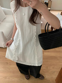 Summer New Stylish Large-Pocket Patchwork Hem Tank Dress