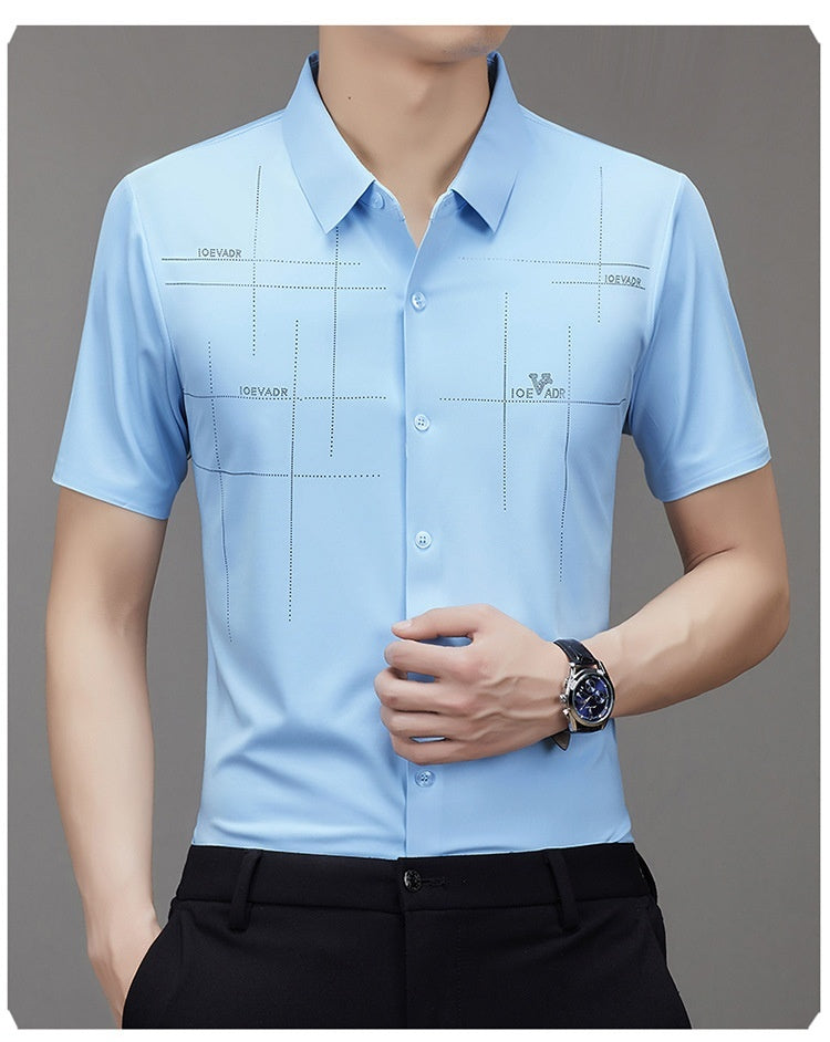 Summer New Men's Short-sleeved Shirt Seamless Business Shirt