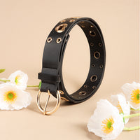 Sexy Punk Style Metal Air Eye Belt For Women With Jeans Skirt Hip Hop Heart Cutout Black Belt