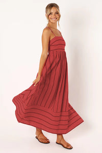 Striped Sleeveless Strap Backless Casual Dress