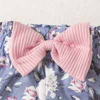 Baby Cute Printed Shorts Suit Short Sleeve T-shirt Pants Headscarf Three-piece Set