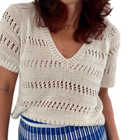 New Versatile Casual Hollow-out Pullover Knit Top