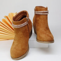 Girls' Fashion Double Strap Rhinestone Booties
