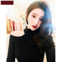 Women's Stand-up Base Shirt Slim Fit Small Figure Frosted Sweater
