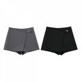 French-style Asymmetrical High-waisted Casual Shorts