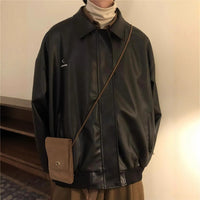 Trendy Cool Leather Jacket A Slim-fit Streetwear Coat