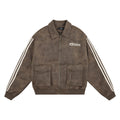 Men's Lapel PU Leather Jacket Coat