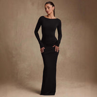Slimming High-end Solid-color Long Body-hugging Sexy Dress