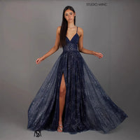Elegant Womens V-neck Sleeveless Strapless Dress With A Flared Hem High Waist Split Women Long Dresses Party Dress