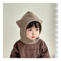 Baby Autumn And Winter Outdoor Keep Warm Knitted Scarf Integrated With Hat