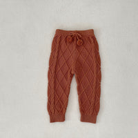 Baby Boys And Girls Rhombus Knitted Pure Beam Long Pants