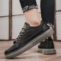 Men's Shoes Spring New Versatile Black Casual Leather