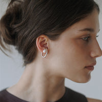 French Entry Lux Vintage Brass Plated 18K Real Gold Inlaid Pearl Ear Bone Clip