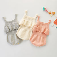 Summer Baby Girl Spaghetti Strap Knitted Romper