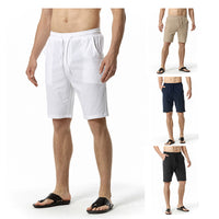 Men's Solid Color Cotton And Linen Casual Beach Pants