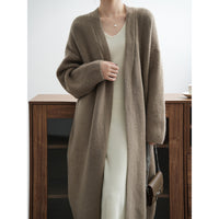 Womens Casual Long-sleeve Solid-color Sweater Cardigan