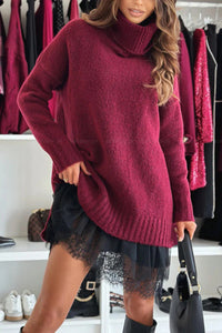 Women's Two-piece Set With Knitted Top And Lace-trimmed Dress