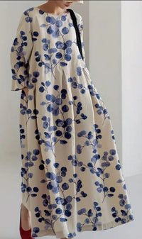 European And American-style Loose-fitting Round-neck Printed Dress